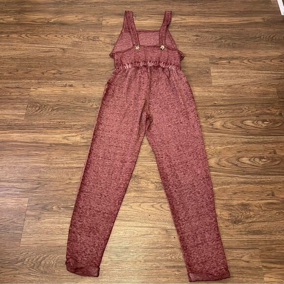 Pink Rose Jumper Jumpsuit Romper Heathered Burgandy size Medium - Picture 10 of 11